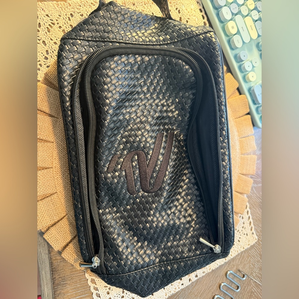 Varsity Black Woven Shoe Bag